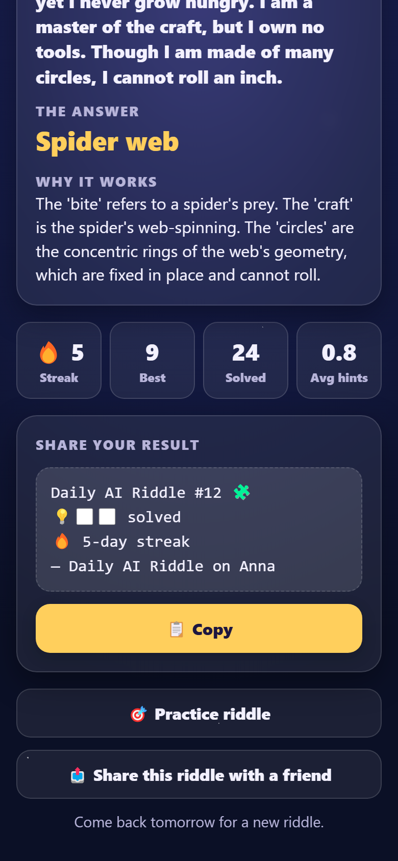 Streak, stats and the share card